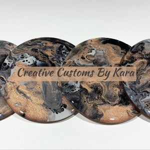 Custom Marbled Wooden Coaster Set